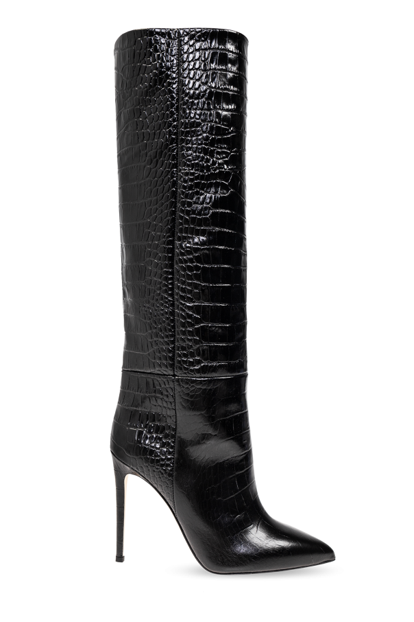 Simmi london melisa knee boots in with metal plating in best sale black croc